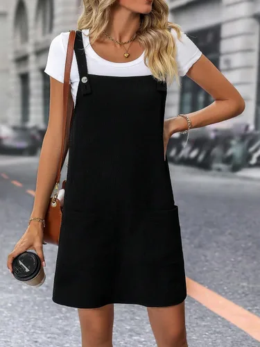 Vista 5 de Floerns Vestido sin mangas liso con doble bolsillo sin mangas para mujer