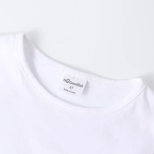 Vista 4 de Noomelfish Vestido de manga corta con volantes para niñas, estilo casual, con cordón, de algodón (4-12 años)