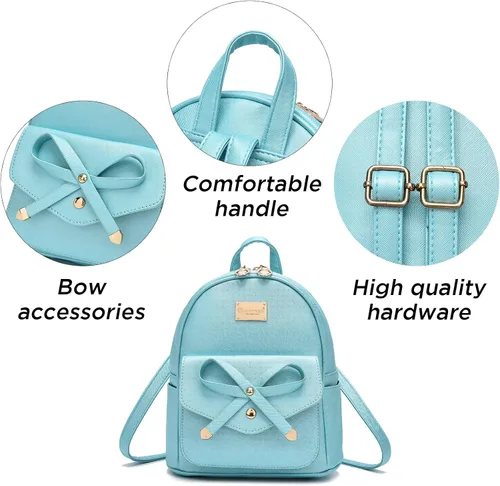 Vista 5 de Bonita mochila de piel con lazo para mujer