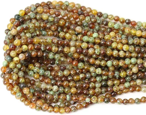 Vista 2 de Cuentas redondas sueltas de ágata estilo antiguo vena de dragón de 6mm, cuentas para diseño de joyas, 60 cuentas