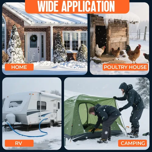 Vista 8 de Manguera de agua caliente de 15 pies para RV, protección contra congelamiento hasta -45°F, sin plomo y sin BPA, agua potable segura para campistas