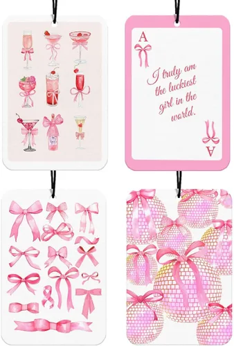 Vista 7 de Ambientador de coche occidental con lazos negros UTELKA 4 piezas, vamos chicas vaqueras occidentales, accesorios para el coche colgantes, aromas