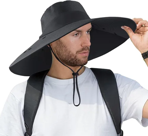 Vista 8 de Sombrero de pesca de ala súper ancha UPF 50+, sombrero de safari solar con solapa extraíble para el cuello
