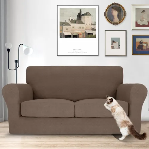 Vista 53 de MAXIJIN 2 piezas de fundas para silla con brazos, funda para silla de sofá para sala de estar, funda elástica para perros para una silla con 1 cojín