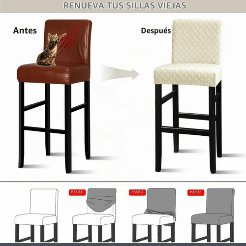 Vista 6 de Lellen - Fundas para taburete de bar de jacquard, fundas para silla de taburete de bar, fundas para silla de bar, fundas para taburete de bar