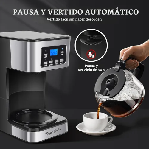 Vista 5 de Taylor Swoden Cafetera programable para 12 tazas, negro y acero inoxidable