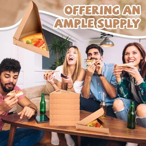 Vista 5 de Teenyyou 36 cajas de pizza desechables individuales para rebanadas de pizza de 9.65 x 7.28 x 1.77 pulgadas, soporte individual para suministros