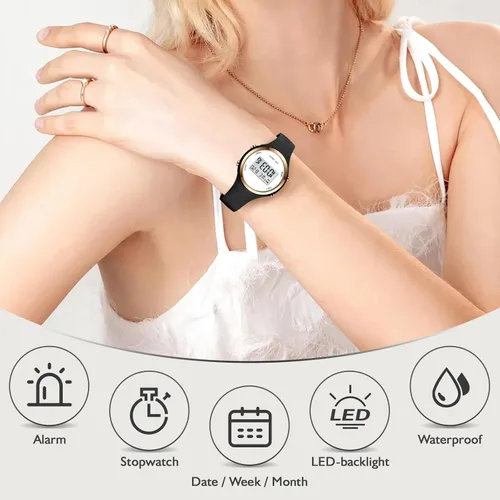 Vista 4 de Women LED Display Elecreonic Watch Fashion Chrono Alarm Digital Clock Woman Outdoor Sport Wirstwatch
