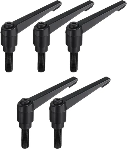 Vista 31 de uxcell 5 piezas de manija de palanca de sujeción ajustable M5 x 1.969 in de óxido negro métrico de acero al carbono macho roscado perillas de mano