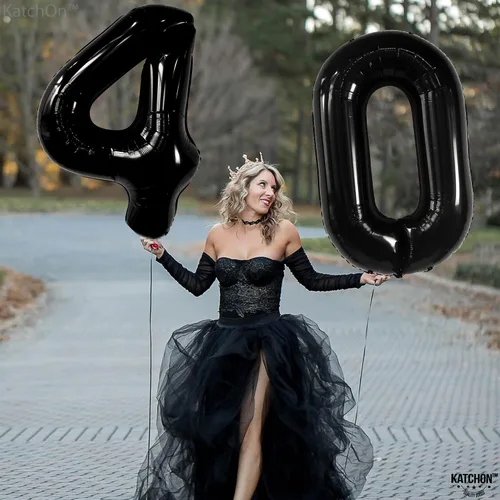 Vista 7 de KatchOn Globos negros de aluminio con el número 40 para decoración