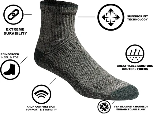 Vista 5 de Dickies DRI-TECH - Calcetines con control de humedad para hombre altura por debajo de la pantorrilla multipack