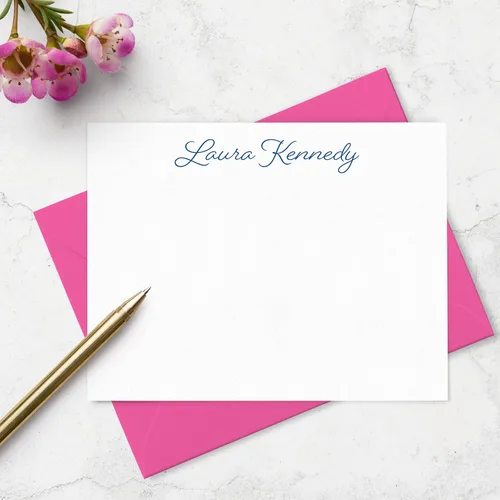 Vista 2 de Juego de tarjetas y sobres personalizados con nombre en letra cursiva para mujeres, personalizado con nombre en letra cursiva, elija