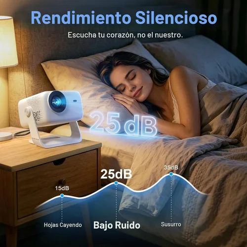 Vista 6 de 【3500ANSI y Google TV y 4K】Proyector inteligente con WiFi y Bluetooth, enfoque automático VISSPL AI y proyector portátil Keystone automático