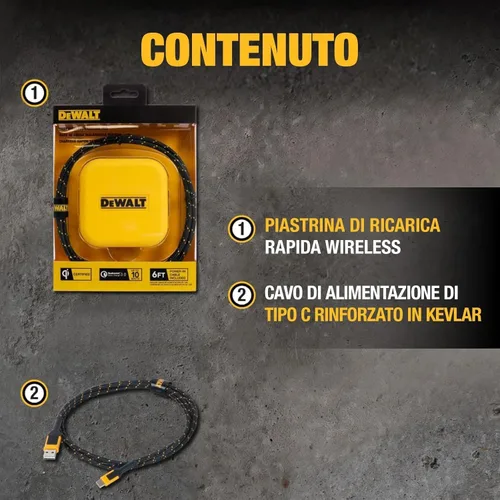 Vista 9 de DEWALT - Cargador inalámbrico resistente de 10 W máximo, almohadilla de carga rápida inalámbrica compatible con iPhone 17/16/15/14/13/12/11/X/8 Pro
