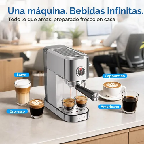 Vista 7 de XIXUBX Máquina de café expreso con espumador de leche para capuchino y café Cromo