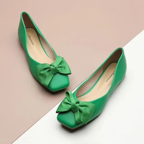 Vista 3 de C.Paravano - Zapatos planos para mujer, punta cuadrada , hechos de cuero, bailarinas sin cordones