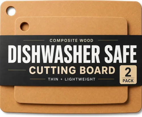 Vista 13 de Tabla de cortar de madera para cocina, tablas de cortar pequeñas de madera compuesta para lavavajillas, tabla de cortar delgada, sin BPA y ecológica