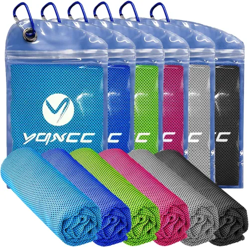 Vista 20 de YQXCC Paquete de 8 toallas refrescantes (47 x 12 pulgadas), toalla de cuello fría de hielo, microfibra suave y transpirable para yoga, golf