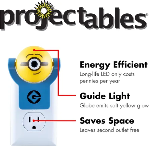 Vista 4 de Projectables Minions Despicable Me - Lámpara de noche enchufable, para niños, Edición de coleccionista, Sensor de luz, proyecta imagen en techo