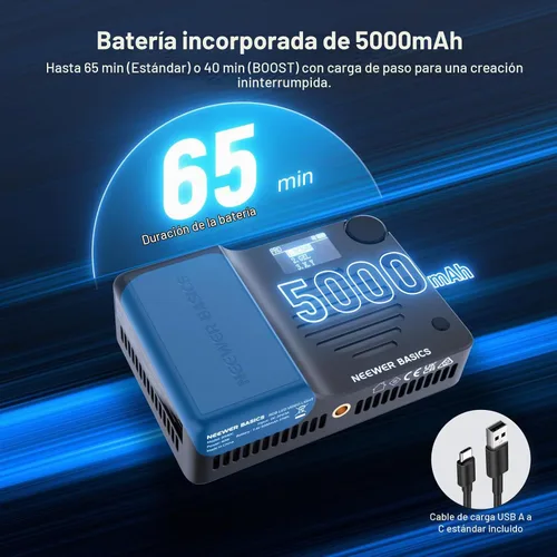 Vista 4 de NEEWER BASICS BS40C Full RGB Luz de Video Magnética para Cámara, Modo Boost de 45W, Panel LED Pequeño de Iluminación 4800lx/0.5m CRI95+ 2500-10000K