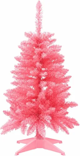 Vista 16 de Mini Árbol de Navidad de 3 pies artificial de escritorio para la decoración de Navidad y Halloween con 160 puntas de ramas, negro