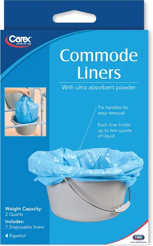 Vista 12 de Carex Health Brands Commode Liners: se adapta a la mayoría de los inodoros, con polvo absorbente, contiene 2 cuartos de líquido, desechables- 7