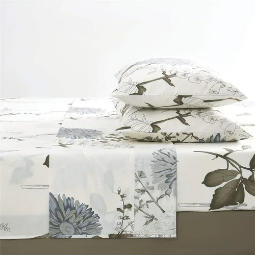 Vista 2 de Wake In Cloud - Sábanas florales, 100% algodón, juego de sábanas de 4 piezas, ropa de cama estética vintage con diseño botánico de flores shabby