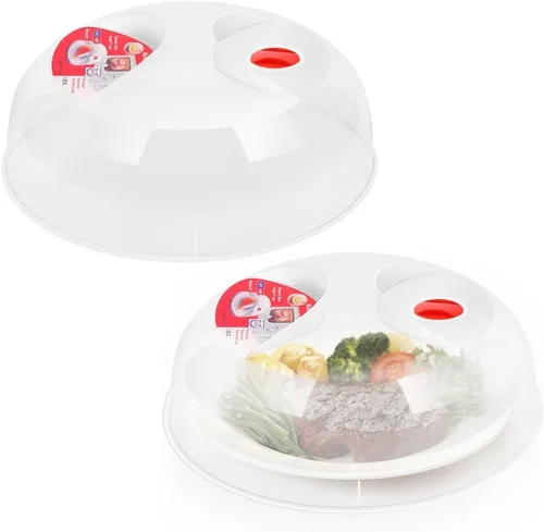 Vista 12 de Flexzion Funda pequeña de 10 pulgadas para salpicaduras de microondas, sin BPA, con ventilación de vapor ajustable, apta para lavavajillas
