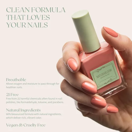 Vista 3 de Esmalte de uñas transpirable de alta calidad de larga duración (coral tostado) - Vegano y libre de toxinas