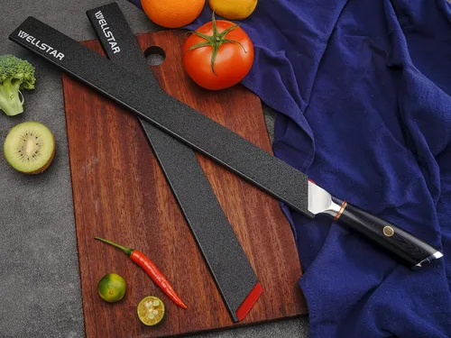 Vista 2 de WELLSTAR Juego de protectores de borde de cuchillo, 2 fundas universales de hoja de 14 pulgadas, sin BPA, fundas protectoras de hoja larga de ABS