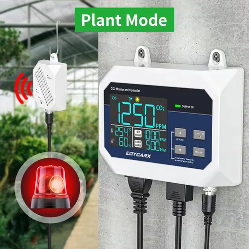 Vista 5 de Controlador de CO2 con pantalla de temperatura y humedad día y noche con función de relé, cable de sensor NDIR de 15 pies, controlador de CO2