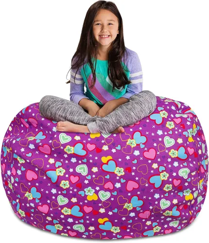Vista 10 de Posh Creations Funda de puf para niños con almacenamiento para animales de peluche - Organizador de juguetes para niños, Mediano 68.58 cm - Lona