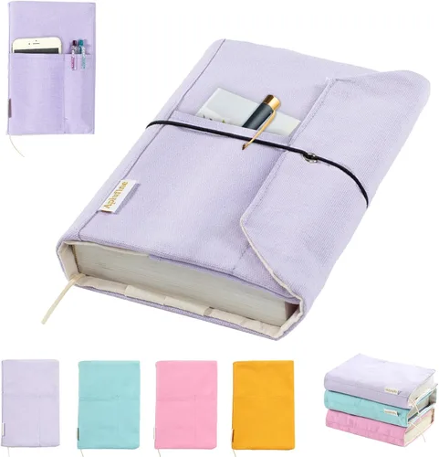 Vista 9 de Fundas de libro de lienzo, protector de libro lavable, funda de libro para novelas de tapa blanda, funda de libro ajustable para tapa dura