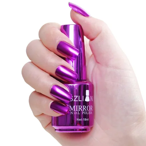 Vista 13 de KYDA Esmalte de uñas de espejo morado oscuro de 0.6 fl oz, esmalte de espejo brillante brillante para arte de uñas, arte de uñas de efecto metálico