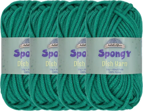 Vista 11 de JubileeYarn Hilo esponjoso para platos - 50 g/madeja de nylon grueso - paño de cocina - negro - 4 madejas