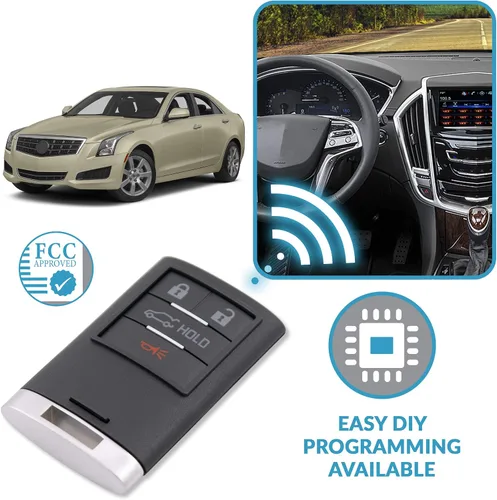 Vista 5 de Keyless2Go Reemplazo para llave inteligente de proximidad de 4 botones para Cadillac NBG009768T 2856929