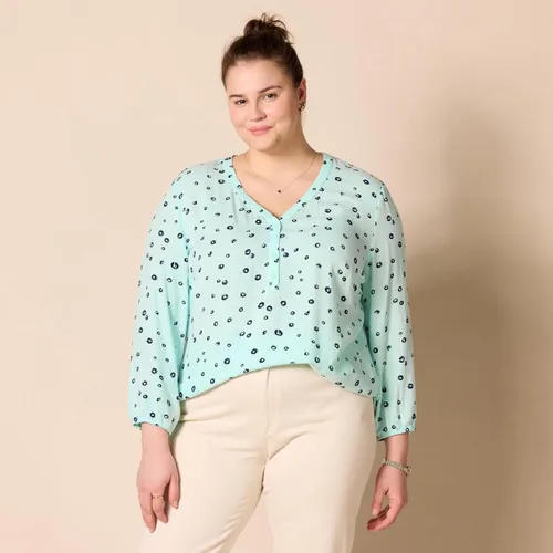Vista 6 de Tienda Essentials - Camisa estilo popover de manga 34 con botones para mujer