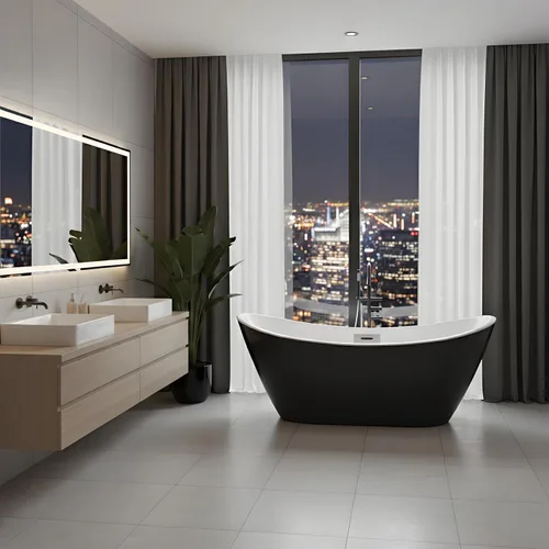 Vista 22 de 59 Inch Freestanding Bathtubs, White Acrylic Free Standing Bathtub, Modern Soaking Tub with Integrated Overflow & Chrome Drain for Bathroom Remodel