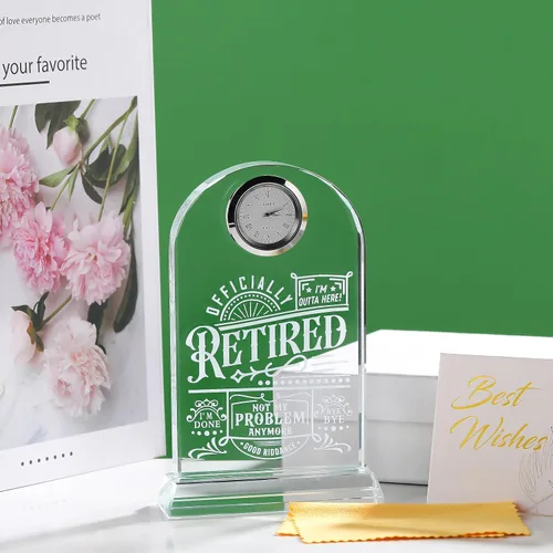 Vista 6 de Regalos de jubilación para mujeres y hombres 2024 compañeros de trabajo, reloj de cristal, regalo para compañeros de trabajo, regalos de despedida