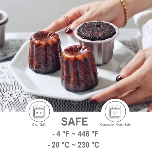 Vista 3 de CHEFMADE Molde de Pastel Canelé, Molde de 6.6 cm Antiadherente para Magdalenas y Cupcakes para Hornear al Horno (Oro Champán)