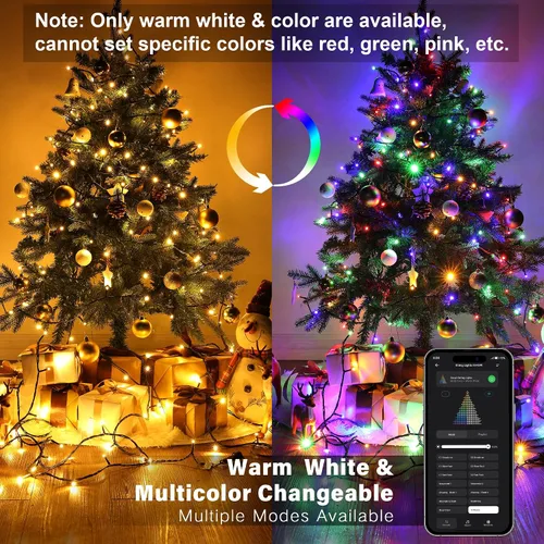 Vista 4 de Brizled Luces de Navidad inteligentes, 66 pies, 200 luces LED que cambian de color, aplicación y control de voz, luces de árbol de Navidad