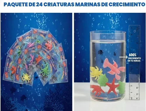 Vista 3 de Paquete de 24 Criaturas de Vida Marina Sensoriales de Gelatina que Crecen en Agua, Increíbles, Divertidas, Educativas, Juguete de Aprendizaje