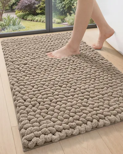 Vista 29 de DEXI Alfombrillas de baño para el baño 16x24, alfombra de baño antideslizante lavable, alfombrilla de baño de chenilla gruesa y suave absorbente