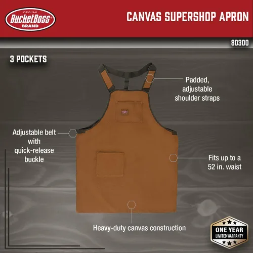 Vista 2 de Bucket Boss Bolsa de herramientas ajustable para hombre, marrón, 1 paquete de EE. UU