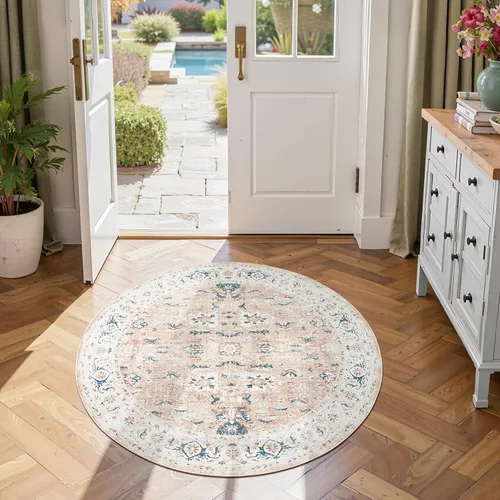Vista 30 de jinchan Alfombra de entrada de 2 x 3 pulgadas, lavable, diseño floral vintage, tapete pequeño para interiores, bohemio, ligero, delgado
