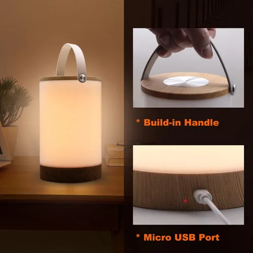 Vista 3 de Facon Linterna LED portátil con interruptor regulable táctil, lámpara inalámbrica recargable con batería para campamento al aire libre, lámpara