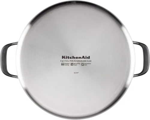 Vista 13 de KitchenAid Olla de acero inoxidable pulido de 5 capas con tapa, 8 cuartos de galón