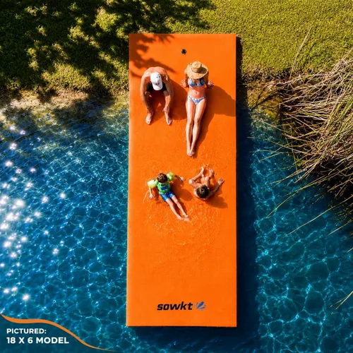 Vista 7 de Alfombrilla flotante Lily Pad premium fabricada en Estados Unidos (9x6, 12x6 y 18x6 pies) para lagos y piscinas - Ideal para el lago, piscina, barco