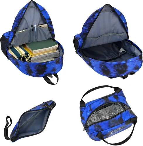 Vista 4 de Mochila escolar para niños, mochila escolar para niños, primaria, primaria, secundaria, con bolsa de almuerzo y estuche para lápices, mochila ligera