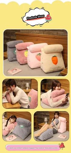 Vista 4 de Almohada triangular de cuña para lectura y televisión, patrón de frutas con almohada ajustable para el cuello, almohada de cuña, extraíble y Cactus